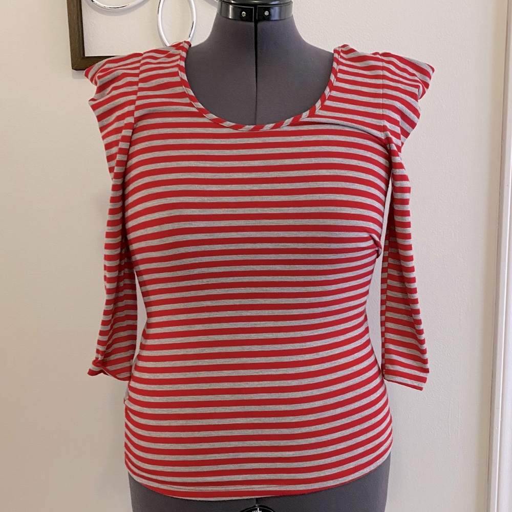 Sparkle & Fade stripped shirt with capped sleeves
